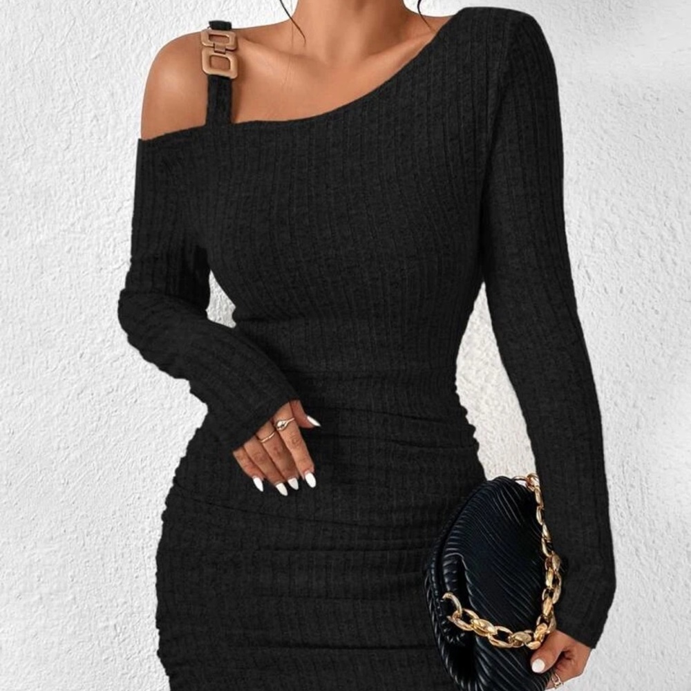 Asymmetrical Gold Chain Dress